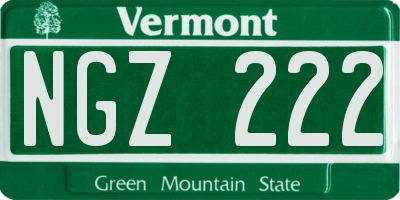 VT license plate NGZ222