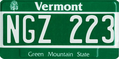 VT license plate NGZ223