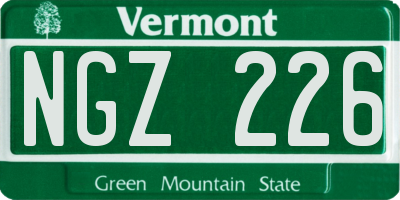 VT license plate NGZ226