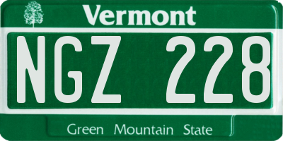 VT license plate NGZ228