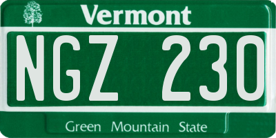 VT license plate NGZ230