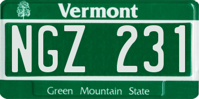 VT license plate NGZ231
