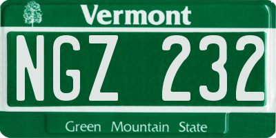 VT license plate NGZ232