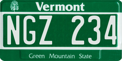 VT license plate NGZ234