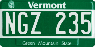 VT license plate NGZ235