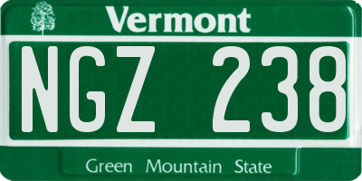 VT license plate NGZ238