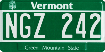 VT license plate NGZ242