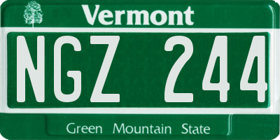 VT license plate NGZ244