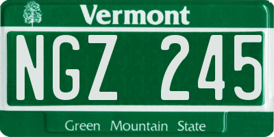 VT license plate NGZ245