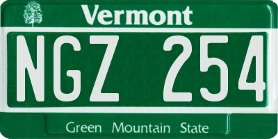 VT license plate NGZ254