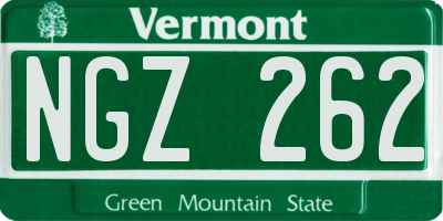 VT license plate NGZ262