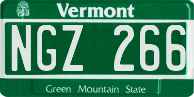 VT license plate NGZ266