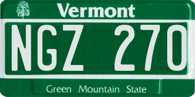 VT license plate NGZ270