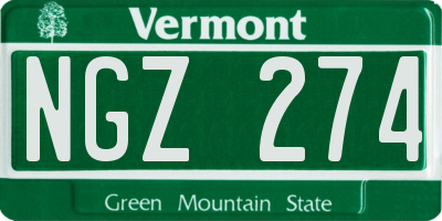 VT license plate NGZ274