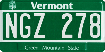VT license plate NGZ278