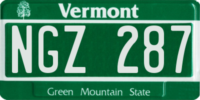 VT license plate NGZ287
