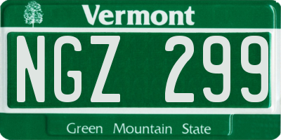 VT license plate NGZ299