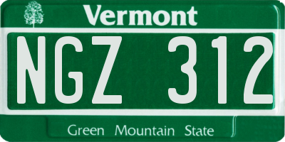 VT license plate NGZ312