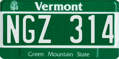VT license plate NGZ314
