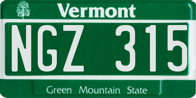 VT license plate NGZ315
