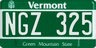 VT license plate NGZ325