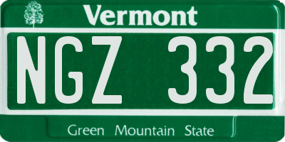 VT license plate NGZ332