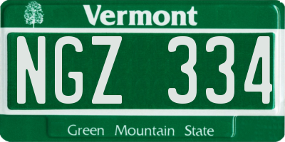 VT license plate NGZ334