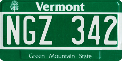 VT license plate NGZ342