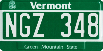 VT license plate NGZ348