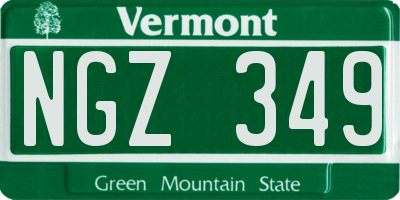 VT license plate NGZ349