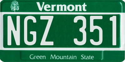 VT license plate NGZ351