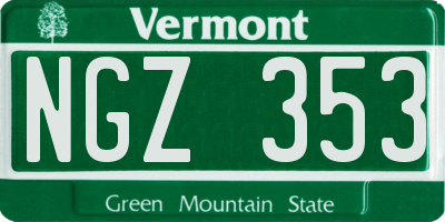 VT license plate NGZ353