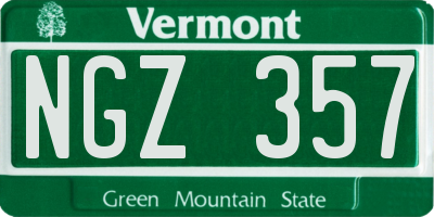 VT license plate NGZ357