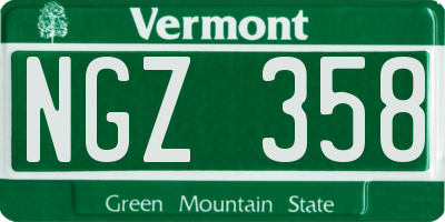 VT license plate NGZ358