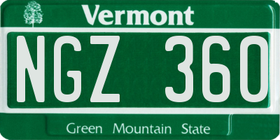VT license plate NGZ360