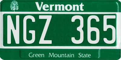 VT license plate NGZ365
