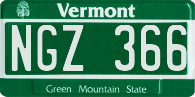 VT license plate NGZ366