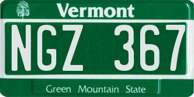 VT license plate NGZ367