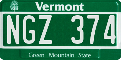 VT license plate NGZ374