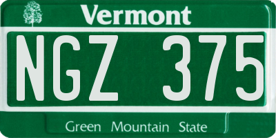 VT license plate NGZ375