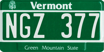 VT license plate NGZ377