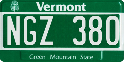 VT license plate NGZ380