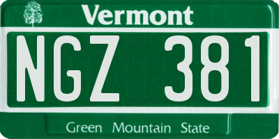 VT license plate NGZ381