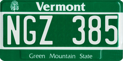 VT license plate NGZ385