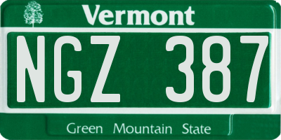 VT license plate NGZ387