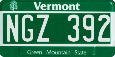 VT license plate NGZ392
