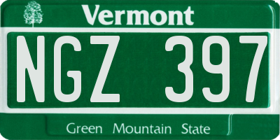 VT license plate NGZ397