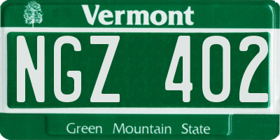 VT license plate NGZ402