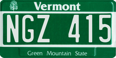VT license plate NGZ415