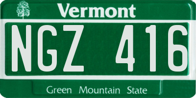 VT license plate NGZ416